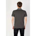 Gray Ea7 Men Polo shirt with white trim viewed from the back