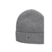 Gray ribbed knit beanie featuring Tommy Hilfiger logo for men’s fashion accessories