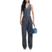 Gray sleeveless vest and trouser set with blue handbag from Desigual Women Gilet