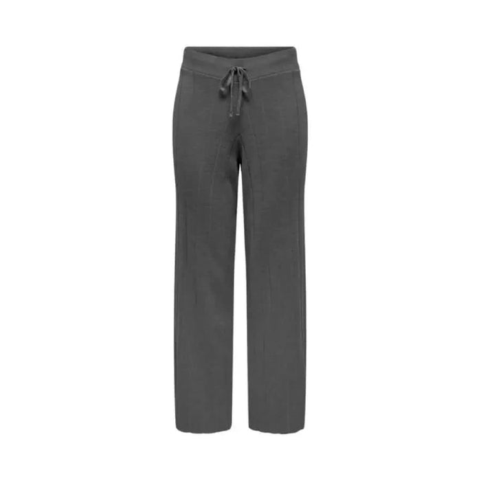 Gray sweatpants with drawstring waistband and straight legs from Only Women Trousers