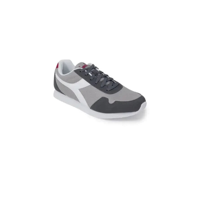 Gray and white Diadora Men Sneakers with black laces and red accent for athletic use