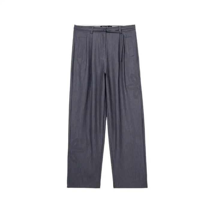 Gray wide-leg dress pants with pleats and belt loops from Desigual Women Trousers