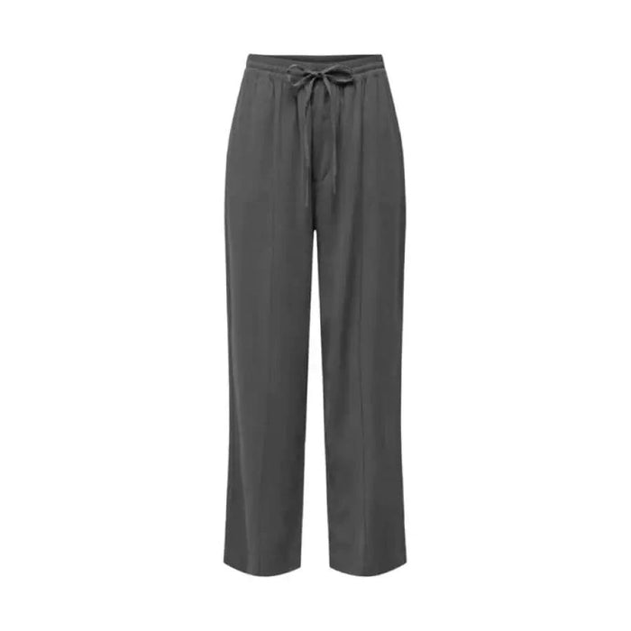 Gray wide-leg trousers with drawstring waist by Jacqueline De Yong for women