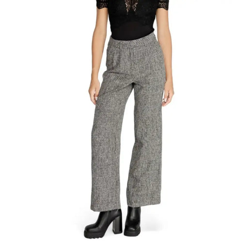 Gray wide-leg high-waist trousers from Vila Clothes for women