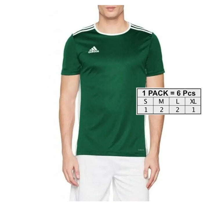 Green Adidas sports jersey with white trim and logo from Adidas Men T-Shirt collection