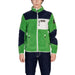 Green and navy blue color-blocked fleece jacket with white accents by Napapijri for men