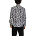 Grey and black patterned long-sleeve button-up shirt by Gianni Lupo displayed from the back