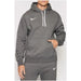 Grey Nike hoodie sweatshirt featuring white drawstrings and logo for men