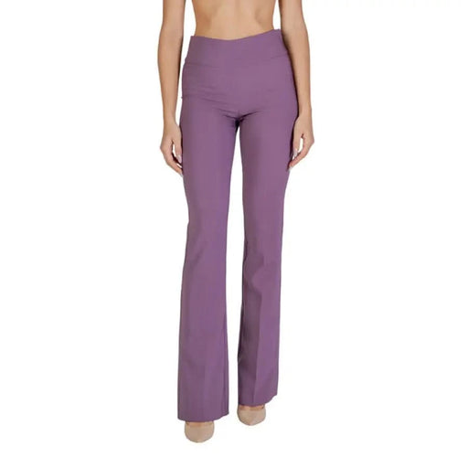 High-waisted purple flared yoga pants from Sandro Ferrone Women Trousers collection