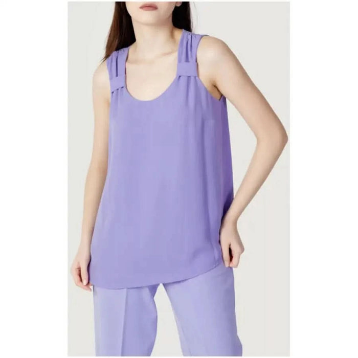 Lavender sleeveless top with decorative shoulder straps - Hanny Deep Women Blouse