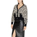 Leopard print cardigan with black trim and buttons by Morgan De Toi for women