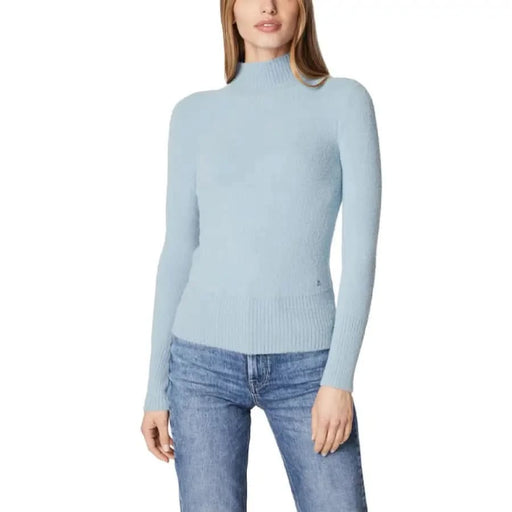 Light blue long sleeve turtleneck sweater from Guess Women Knitwear collection