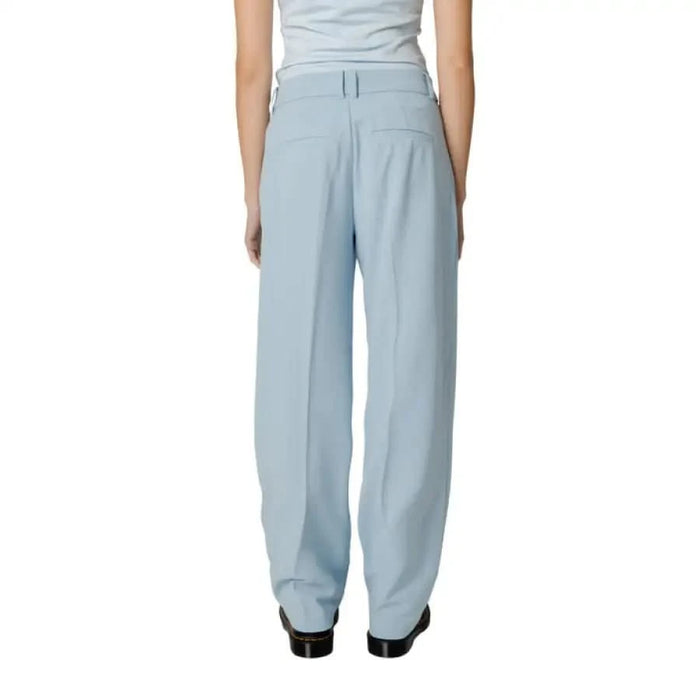 Light blue wide-leg high-waist trousers with back pockets by Only - Only Women Trousers