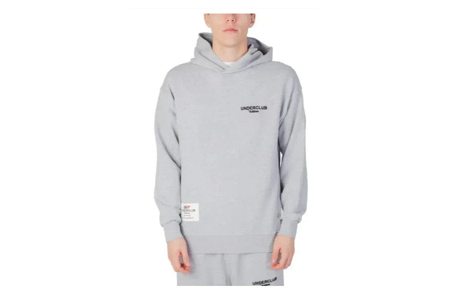 Light gray hooded sweatshirt with logo, ideal for minimalist apparel and accessories.