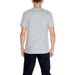 Light gray short-sleeved Calvin Klein men t-shirt modeled from the back