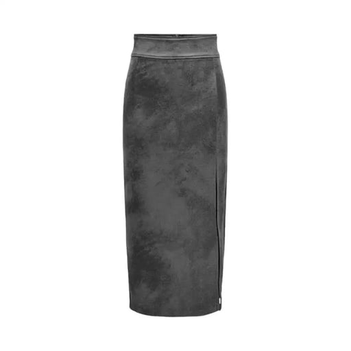 Long grey velvet pencil skirt with side slit from Only Women Skirt collection