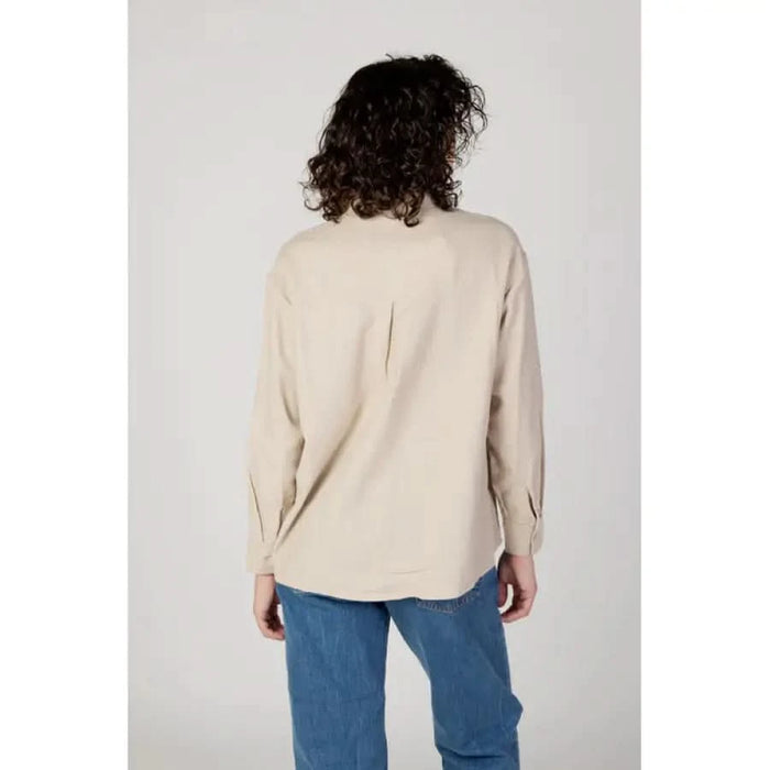 Beige long sleeve shirt for women, urban city style clothing by Only