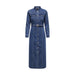 Long-sleeved denim maxi dress with button front and belted waist by Only Women