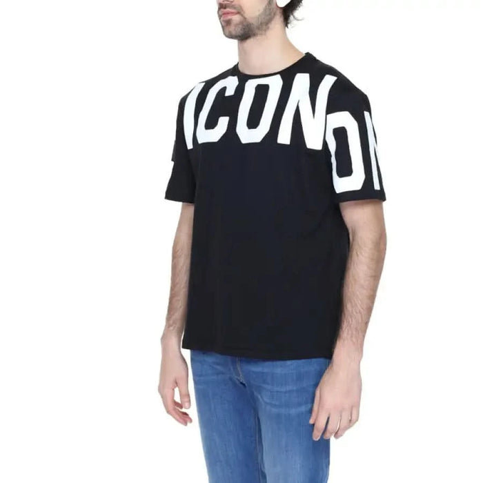 Icon Icon Men wearing black men t-shirt with ’cono’ print