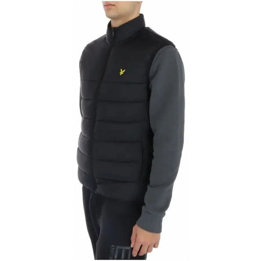 Lyle & Scott Men Gilet - Man in black vest and grey shirt, Scott Lyle product