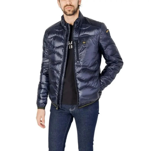 Man modeling Blauer men jacket in blue with jeans