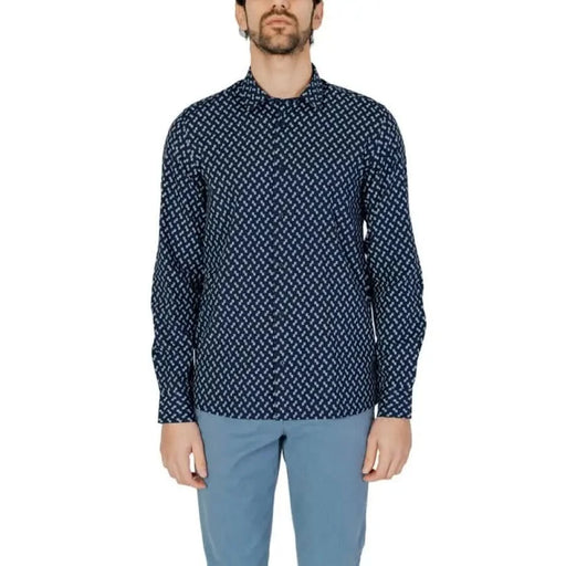 Antony Morato Antony man in patterned blue shirt, Morato Antony Morato Men Shirt