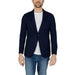 Man in Mulish navy blazer showcasing urban city style fashion