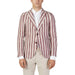 Man in Mulish Men Blazer, striped jacket and white shirt on display.