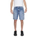 Man in white T-shirt and blue denim shorts from Antony Morato Men Shorts collection