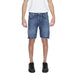 Antony Morato men shorts in urban style clothing on a man with denim shorts, city fashion