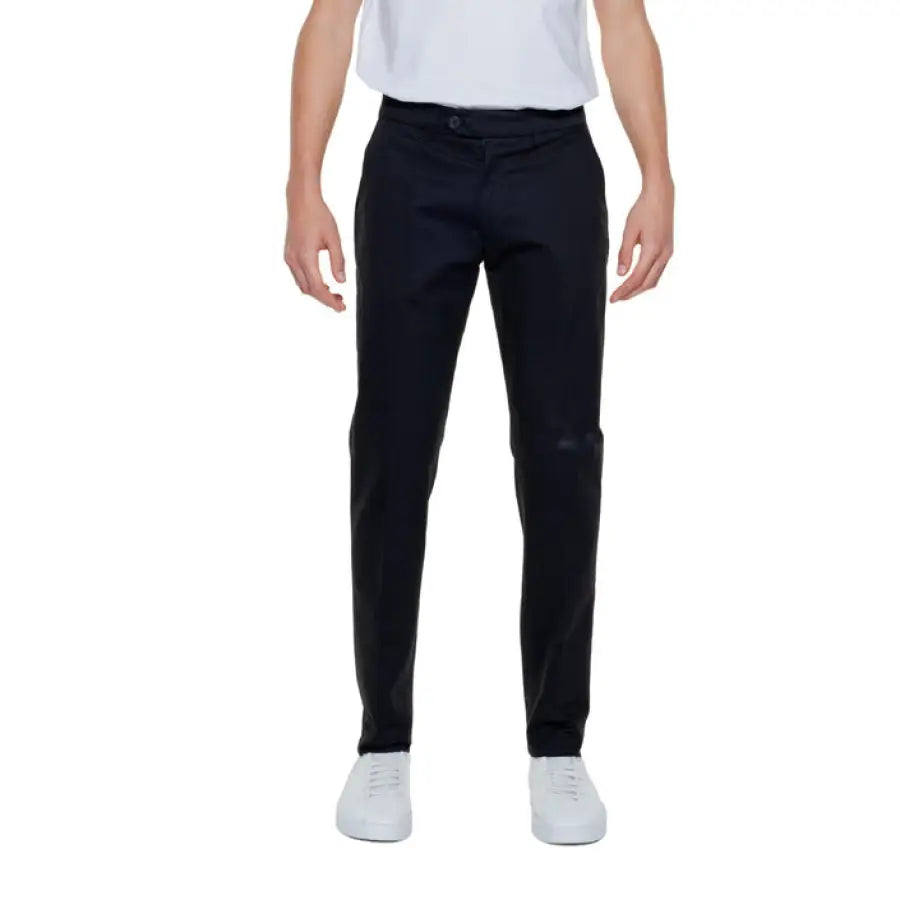 Man in white tee, black Antony Morato pants - Urban style - Antony Morato Men Trousers