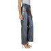 Metallic gray wide-leg pants with nude heels by Jacqueline De Yong Women Trousers