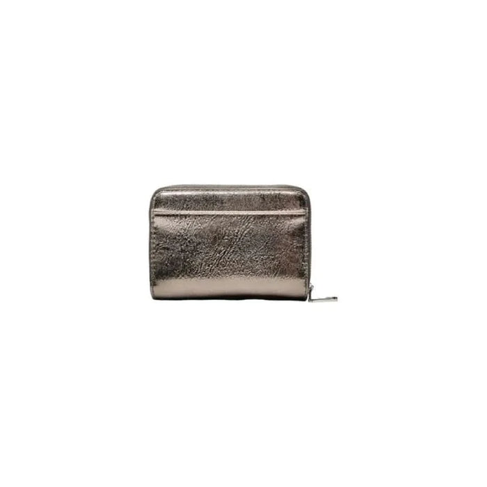 Metallic pewter-colored leather wallet with zipper, Calvin Klein Jeans Women Wallet