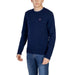 Navy blue crew neck sweater with red logo detail from Napapijri Men Knitwear