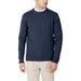 Navy blue crew neck sweater over white collared shirt from Sergio Tacchini Men Knitwear