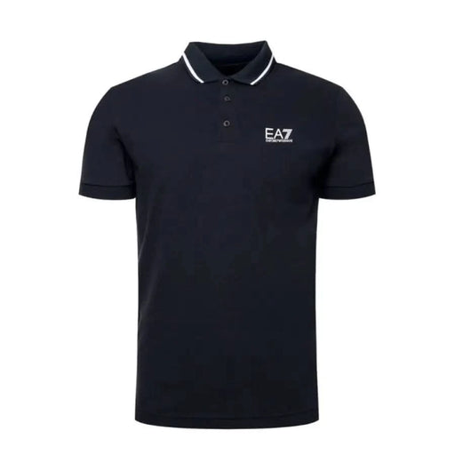 Navy blue EA7 polo shirt with white collar trim for men from EA7 collection