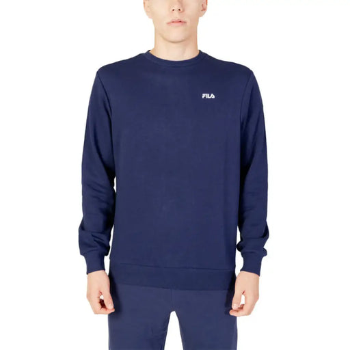 Navy blue FILA sweatshirt displayed on a person from the Fila Men Knitwear collection