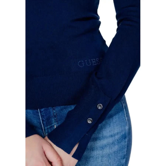 Navy blue Guess sweater with button-detailed sleeve cuff in Guess Women Knitwear collection