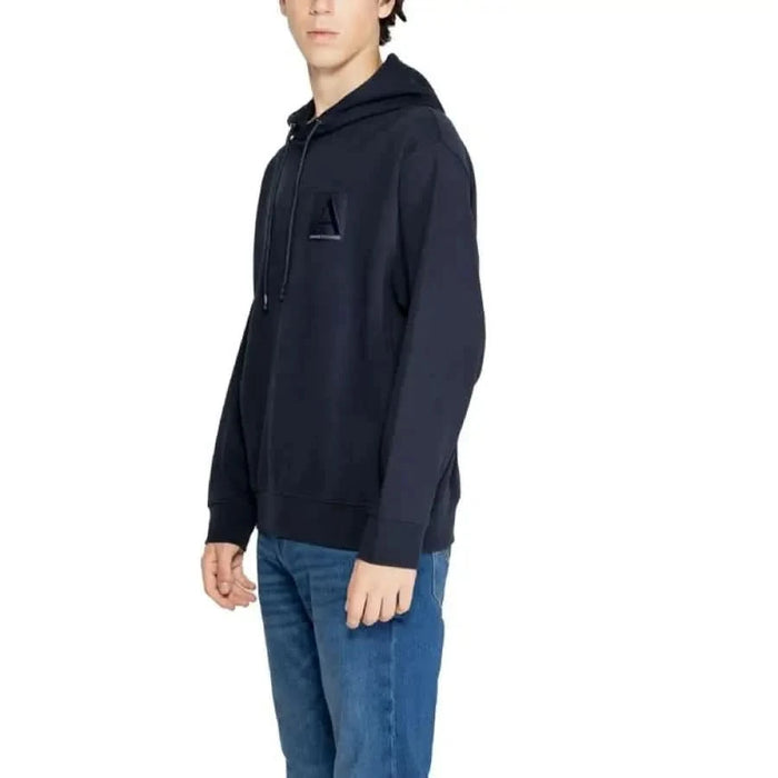 Navy blue hooded sweatshirt with zipper from Armani Exchange for men