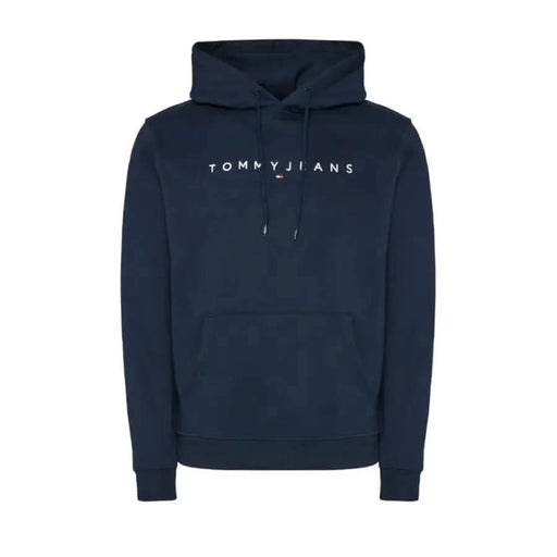 Navy blue hooded sweatshirt with TOMMY JEANS printed on chest - Tommy Hilfiger Jeans Men Sweatshirts