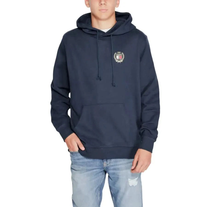 Navy blue hooded sweatshirt with crest logo Tommy Hilfiger Men Sweatshirts