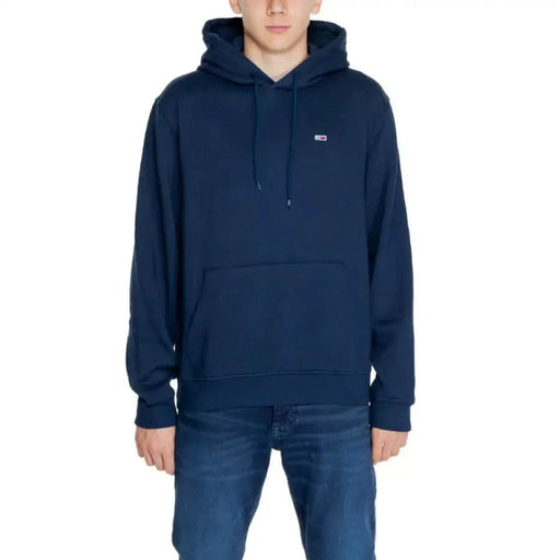 Navy blue hooded sweatshirt with chest logo Tommy Hilfiger Men Sweatshirts product display