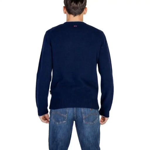 Navy blue knit sweater back view from Napapijri Men Knitwear collection