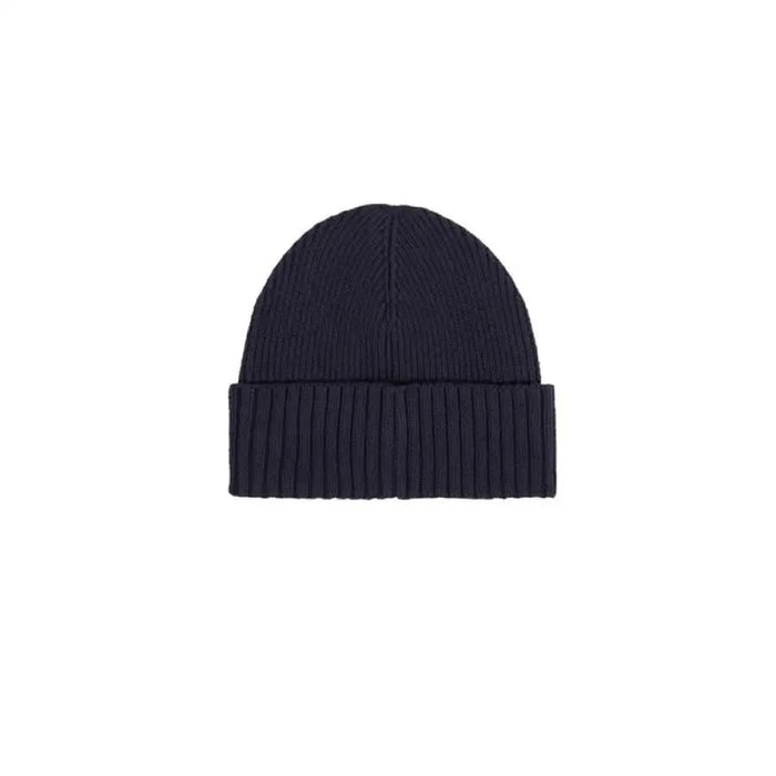 Navy blue knit beanie with folded brim from Tommy Hilfiger Men Cap collection