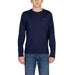 Navy blue long-sleeve crewneck sweater with logo detail from Napapijri Men T-Shirt