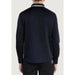 Navy Blue Long-Sleeved Shirt with White-Trimmed Collar - Armani Exchange Men Shirt Back View