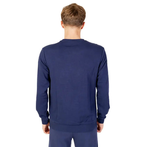 Navy blue long-sleeved sweatshirt from the back for Fila Men Knitwear collection