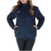 Navy blue Nike zip-up hooded jacket worn by long blonde-haired woman - Nike Women’s Jacket