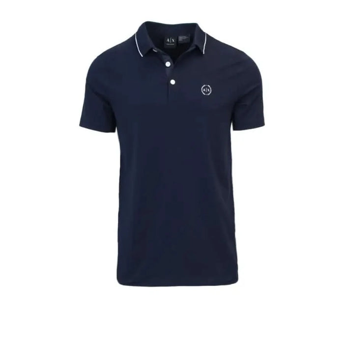 Navy blue polo shirt with white trim and logo from Armani Exchange Men Polo