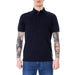 Navy blue Armani Exchange Men Polo shirt worn by person with heavily tattooed arms